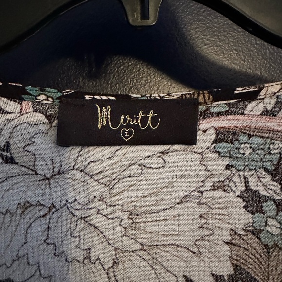 Meritt Black and White Floral Long Sleeve Dress size large - Picture 3 of 6